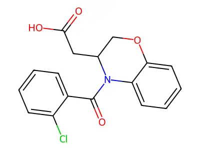 2-[4-(2-chlorobenzoyl)-3,4-dihydro-2H-1,4-benzoxazin-3-yl]acetic acid structure