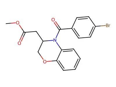 methyl 2-[4-(4-bromobenzoyl)-3,4-dihydro-2H-1,4-benzoxazin-3-yl]acetate structure