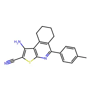 1-amino-5-(4-methylphenyl)-6,7,8,9-tetrahydrothieno[2,3-c]isoquinoline-2-carbonitrile structure