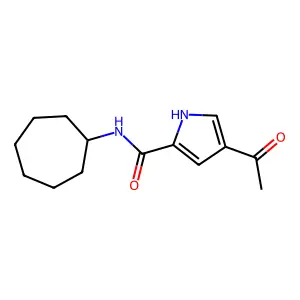 4-acetyl-N-cycloheptyl-1H-pyrrole-2-carboxamide structure