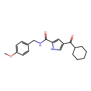4-(cyclohexylcarbonyl)-N-(4-methoxybenzyl)-1H-pyrrole-2-carboxamide structure