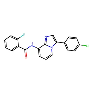 N-[3-(4-chlorophenyl)imidazo[1,2-a]pyridin-8-yl]-2-fluorobenzamide structure
