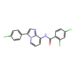 2,4-dichloro-N-[3-(4-chlorophenyl)imidazo[1,2-a]pyridin-8-yl]benzamide structure