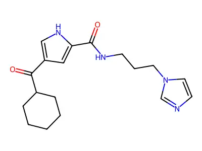 4-(cyclohexylcarbonyl)-N-[3-(1H-imidazol-1-yl)propyl]-1H-pyrrole-2-carboxamide structure