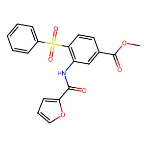 Methyl 3-[(2-furylcarbonyl)amino]-4-(phenylsulfonyl)benzenecarboxylate structure