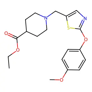 Ethyl 1-{[2-(4-methoxyphenoxy)-1,3-thiazol-5-yl]methyl}-4-piperidinecarboxylate structure