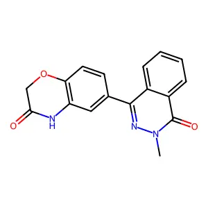 6-(3-methyl-4-oxo-3,4-dihydro-1-phthalazinyl)-2H-1,4-benzoxazin-3(4H)-one structure