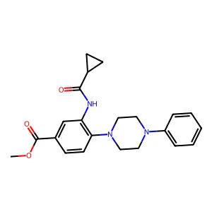 Methyl 3-[(cyclopropylcarbonyl)amino]-4-(4-phenylpiperazino)benzenecarboxylate structure