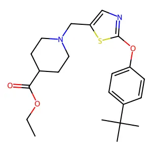 ethyl 1-({2-[4-(tert-butyl)phenoxy]-1,3-thiazol-5-yl}methyl)-4-piperidinecarboxylate structure