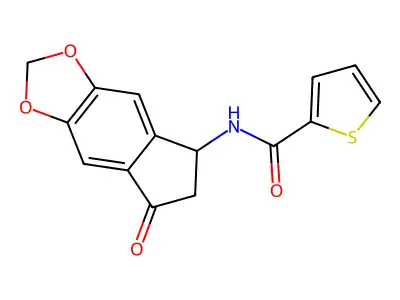 N-(7-oxo-6,7-dihydro-5H-indeno[5,6-d][1,3]dioxol-5-yl)-2-thiophenecarboxamide structure
