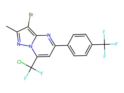 3-bromo-7-[chloro(difluoro)methyl]-2-methyl-5-[4-(trifluoromethyl)phenyl]pyrazolo[1,5-a]pyrimidine structure