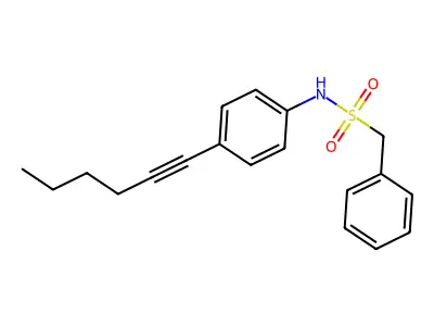 N-[4-(1-hexynyl)phenyl](phenyl)methanesulfonamide structure
