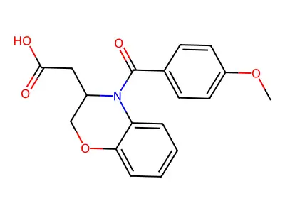 2-[4-(4-methoxybenzoyl)-3,4-dihydro-2H-1,4-benzoxazin-3-yl]acetic acid structure