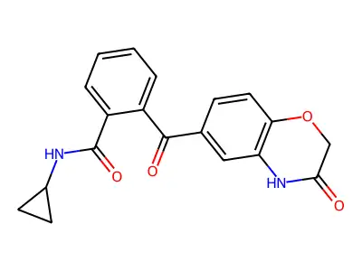 N-cyclopropyl-2-(3-oxo-4H-1,4-benzoxazine-6-carbonyl)benzamide structure