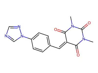 1,3-dimethyl-5-{[4-(1H-1,2,4-triazol-1-yl)phenyl]methylene}-2,4,6(1H,3H,5H)-pyrimidinetrione structure