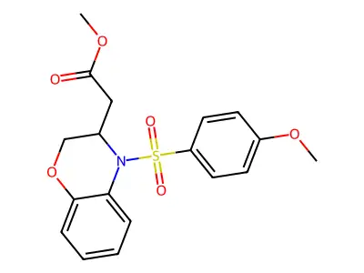 methyl 2-{4-[(4-methoxyphenyl)sulfonyl]-3,4-dihydro-2H-1,4-benzoxazin-3-yl}acetate structure