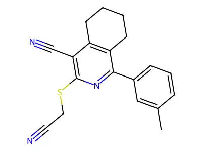 3-[(cyanomethyl)sulfanyl]-1-(3-methylphenyl)-5,6,7,8-tetrahydro-4-isoquinolinecarbonitrile structure