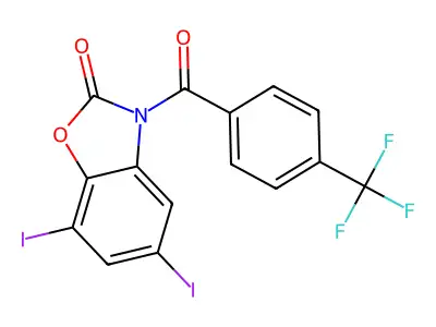 5,7-diiodo-3-[4-(trifluoromethyl)benzoyl]-1,3-benzoxazol-2(3H)-one structure