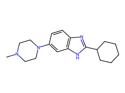 2-cyclohexyl-6-(4-methylpiperazino)-1H-1,3-benzimidazole structure