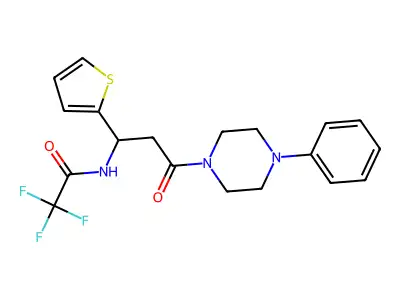2,2,2-trifluoro-N-[3-oxo-3-(4-phenylpiperazino)-1-(2-thienyl)propyl]acetamide structure