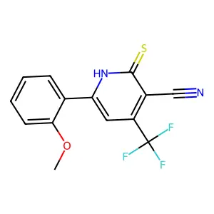 6-(2-methoxyphenyl)-2-thioxo-4-(trifluoromethyl)-1,2-dihydro-3-pyridinecarbonitrile structure
