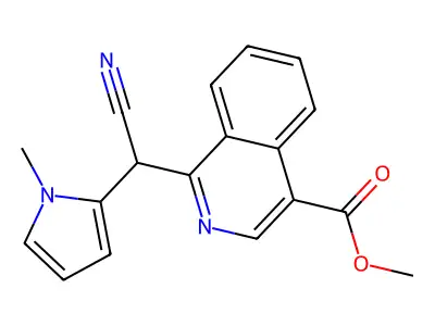 methyl 1-[cyano(1-methyl-1H-pyrrol-2-yl)methyl]-4-isoquinolinecarboxylate structure