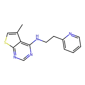 5-methyl-N-[2-(2-pyridinyl)ethyl]thieno[2,3-d]pyrimidin-4-amine structure