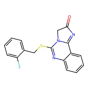 5-[(2-fluorobenzyl)sulfanyl]imidazo[1,2-c]quinazolin-2(3H)-one structure