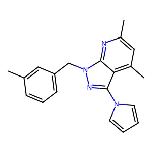 4,6-dimethyl-1-(3-methylbenzyl)-3-(1H-pyrrol-1-yl)-1H-pyrazolo[3,4-b]pyridine structure