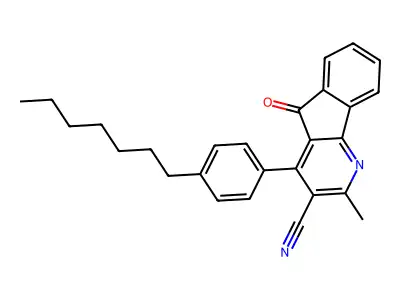 4-(4-heptylphenyl)-2-methyl-5-oxo-5H-indeno[1,2-b]pyridine-3-carbonitrile structure