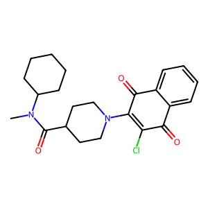 1-(3-chloro-1,4-dioxo-1,4-dihydro-2-naphthalenyl)-N-cyclohexyl-N-methyl-4-piperidinecarboxamide structure