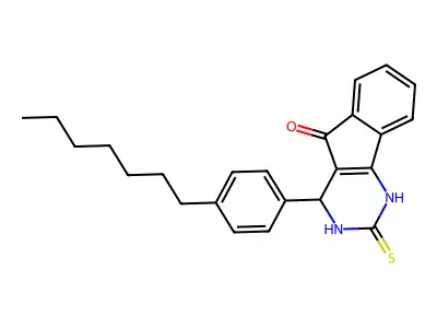 4-(4-heptylphenyl)-2-thioxo-1,2,3,4-tetrahydro-5H-indeno[1,2-d]pyrimidin-5-one structure