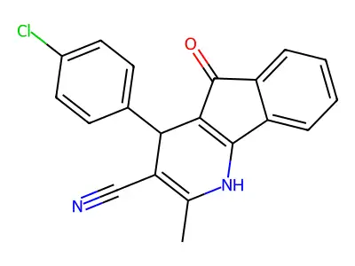 4-(4-chlorophenyl)-2-methyl-5-oxo-4,5-dihydro-1H-indeno[1,2-b]pyridine-3-carbonitrile structure
