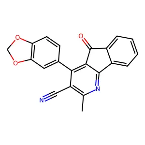 4-(1,3-benzodioxol-5-yl)-2-methyl-5-oxo-5H-indeno[1,2-b]pyridine-3-carbonitrile structure