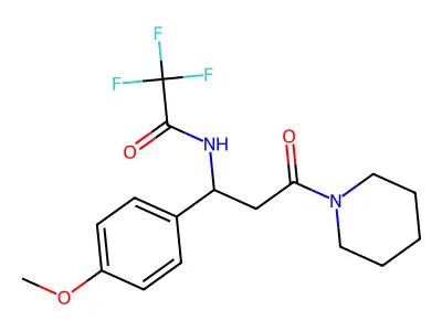 2,2,2-trifluoro-N-[1-(4-methoxyphenyl)-3-oxo-3-piperidinopropyl]acetamide structure