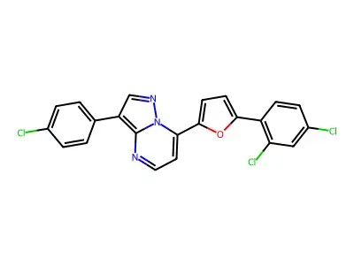3-(4-Chlorophenyl)-7-[5-(2,4-dichlorophenyl)-2-furyl]pyrazolo[1,5-a]pyrimidine structure