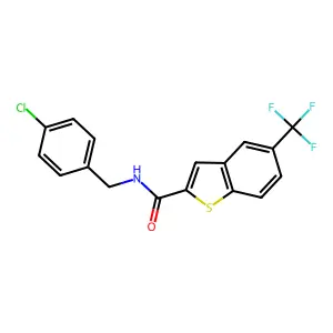 N-[(4-chlorophenyl)methyl]-5-(trifluoromethyl)-1-benzothiophene-2-carboxamide structure