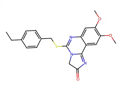 5-[(4-ethylbenzyl)sulfanyl]-8,9-dimethoxyimidazo[1,2-c]quinazolin-2(3H)-one structure