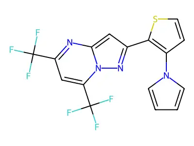 2-[3-(1H-pyrrol-1-yl)-2-thienyl]-5,7-bis(trifluoromethyl)pyrazolo[1,5-a]pyrimidine structure
