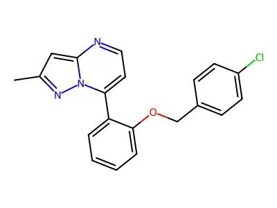 4-Chlorobenzyl 2-(2-methylpyrazolo[1,5-A]pyrimidin-7-YL)phenyl ether structure