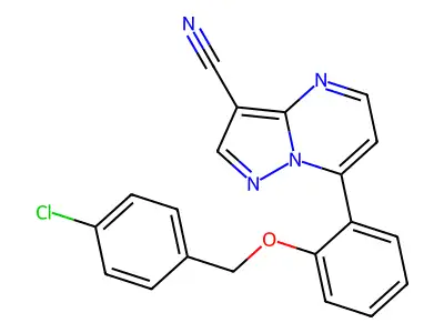7-{2-[(4-Chlorobenzyl)oxy]phenyl}pyrazolo[1,5-a]pyrimidine-3-carbonitrile structure