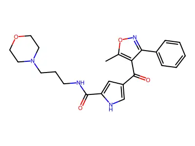 4-(5-methyl-3-phenyl-1,2-oxazole-4-carbonyl)-N-(3-morpholin-4-ylpropyl)-1H-pyrrole-2-carboxamide structure