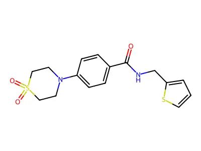 4-(1,1-dioxo-1lambda~6~,4-thiazinan-4-yl)-N-(2-thienylmethyl)benzenecarboxamide structure