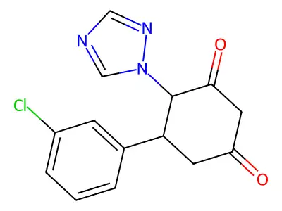 5-(3-chlorophenyl)-4-(1H-1,2,4-triazol-1-yl)-1,3-cyclohexanedione structure
