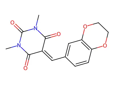 5-(2,3-dihydro-1,4-benzodioxin-6-ylmethylene)-1,3-dimethyl-2,4,6(1H,3H,5H)-pyrimidinetrione structure