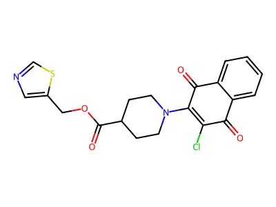 1,3-thiazol-5-ylmethyl 1-(3-chloro-1,4-dioxo-1,4-dihydro-2-naphthalenyl)-4-piperidinecarboxylate structure