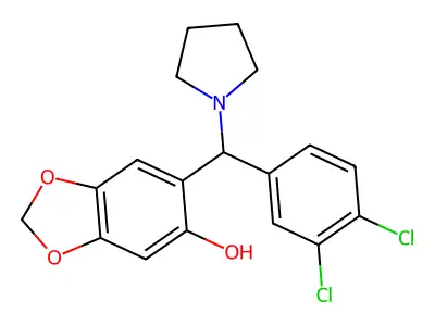 6-[(3,4-Dichlorophenyl)(1-pyrrolidinyl)methyl]-1,3-benzodioxol-5-ol structure