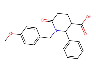 1-[(4-Methoxyphenyl)methyl]-6-oxo-2-phenylpiperidine-3-carboxylic acid structure