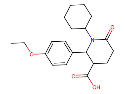 1-Cyclohexyl-2-(4-ethoxyphenyl)-6-oxo-3-piperidinecarboxylic acid structure