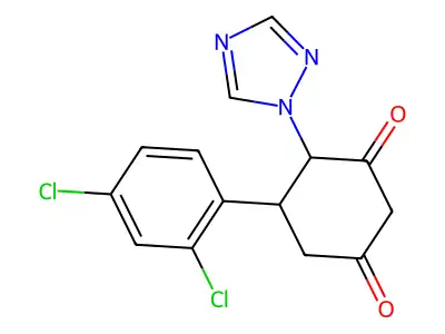 5-(2,4-dichlorophenyl)-4-(1H-1,2,4-triazol-1-yl)-1,3-cyclohexanedione structure
